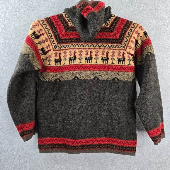 Tejidos Jacket Hoodie Womens Small Wool Llama Alpaca Aztec Print Sweater Ecuador - Picture 3 of 10